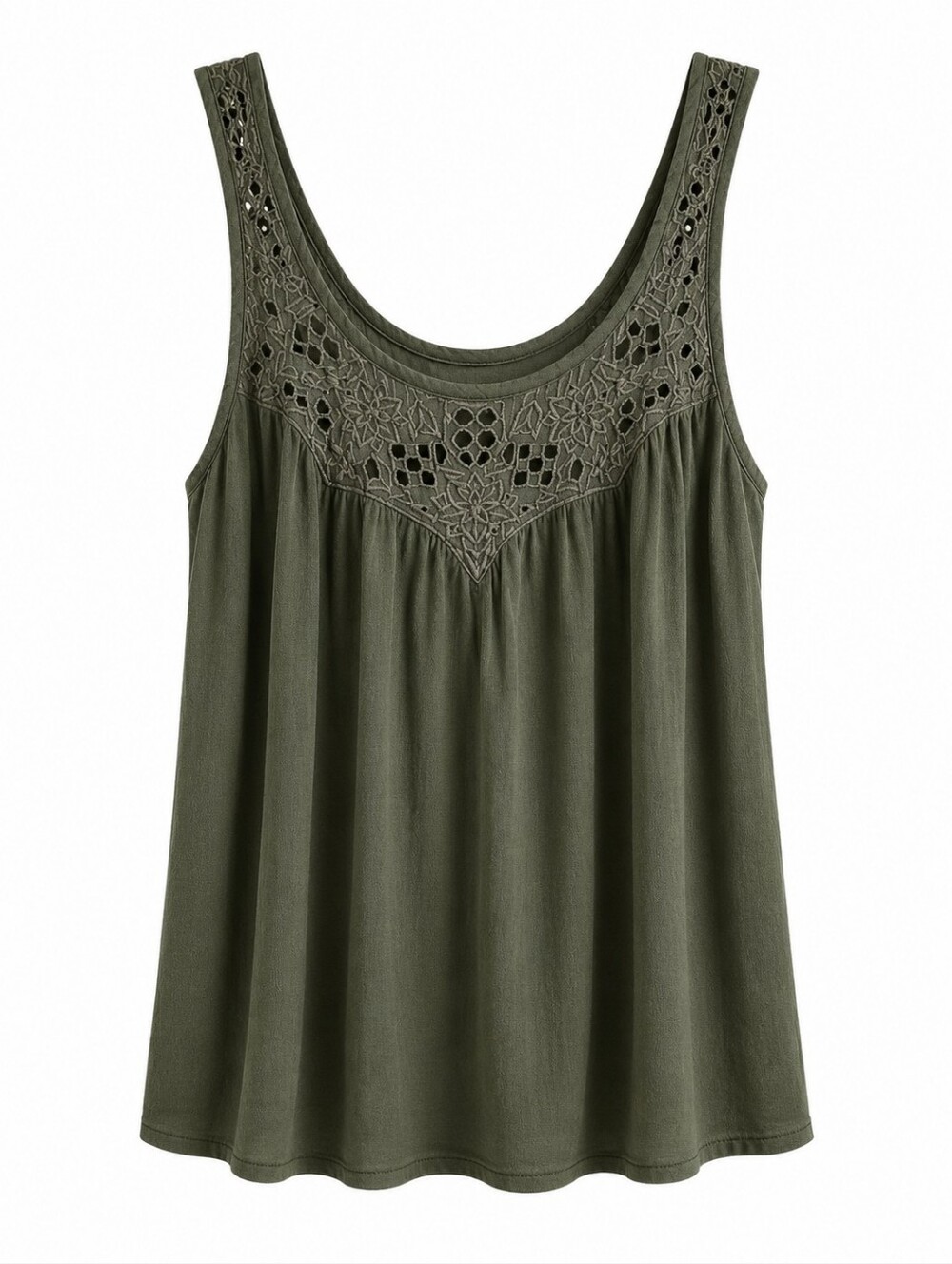 American Eagle Outfitters Olive Crochet Yoke Tank Sz L